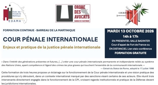 COUR PÉNALE INTERNATIONALE - Enjeux et pratique de la justice pénale internationale
