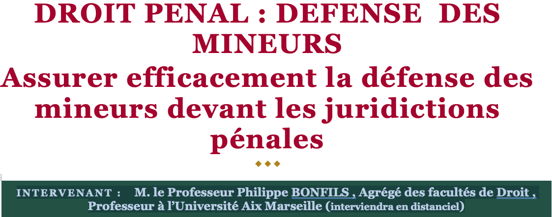 Formation : DEFENSE  DES MINEURS  - Assurer efficacement la défense des mineurs devant les juridictions pénales