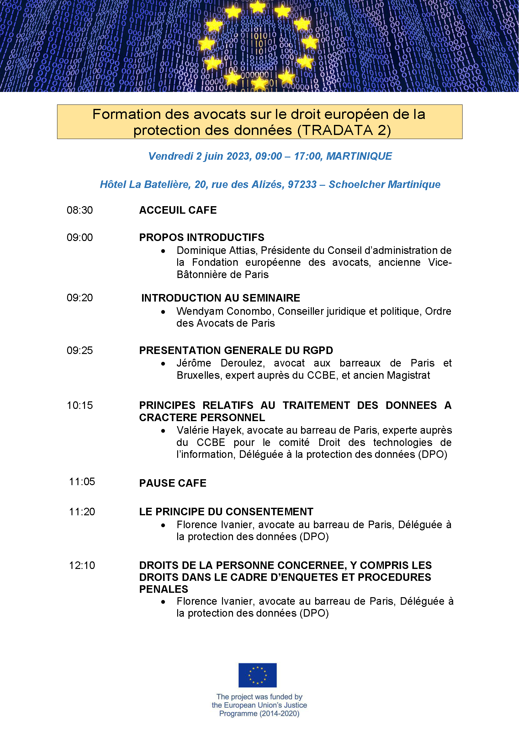 TRADATA 2 - séminaire de formation sur la protection des données personnelles - 2 juin 2023